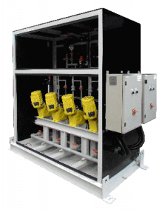 DMT Dosapack PD inside the fluid dosing and mixing cabinet